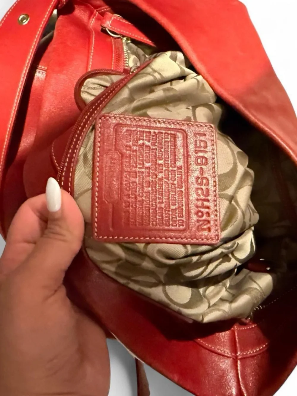 Caoch Red Leather Hobo Shoulder Bag - Classic Everyday Style